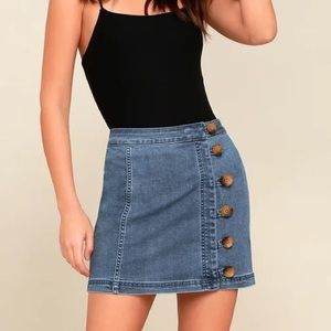 Free People Little Daisies Denim Skirt